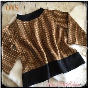 OVS Mustard Yellow Black Popcorn Pullover